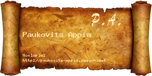 Paukovits Appia névjegykártya